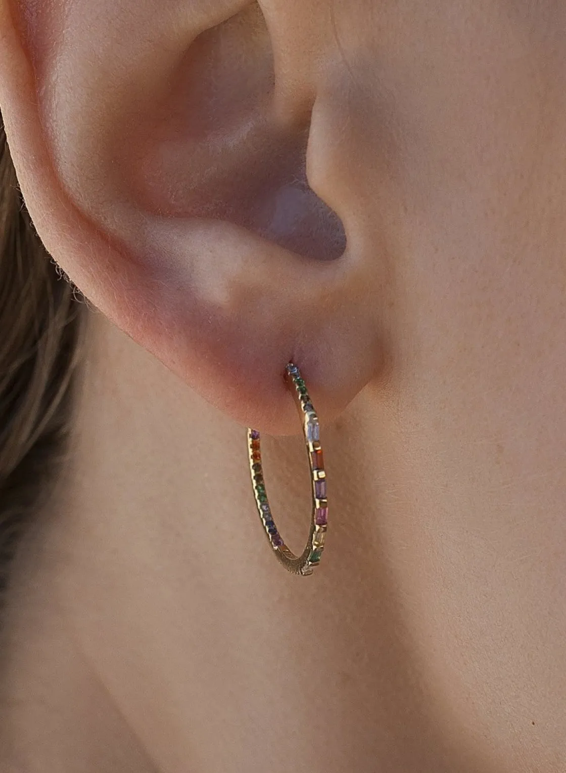 Pendientes Aro | LINEARGENT Pendientes aro de plata diseño fino dorados