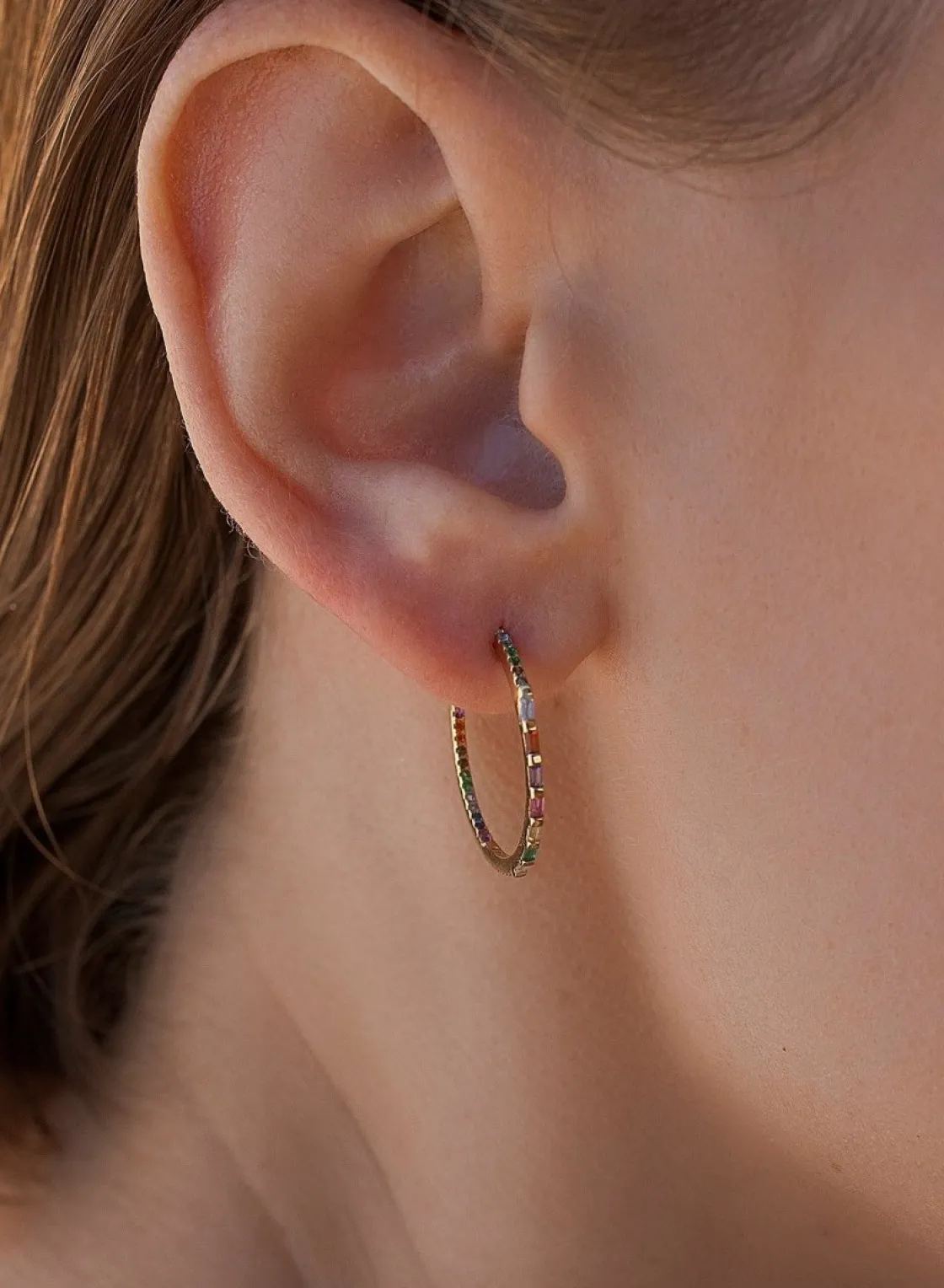 Pendientes Aro | LINEARGENT Pendientes aro de plata diseño fino dorados