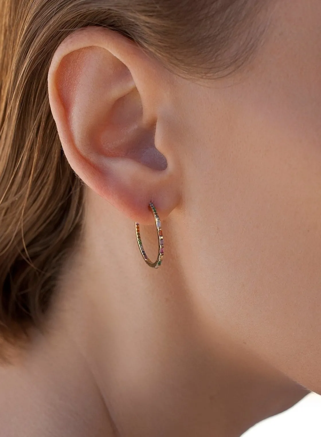 Pendientes Aro | LINEARGENT Pendientes aro de plata diseño fino dorados