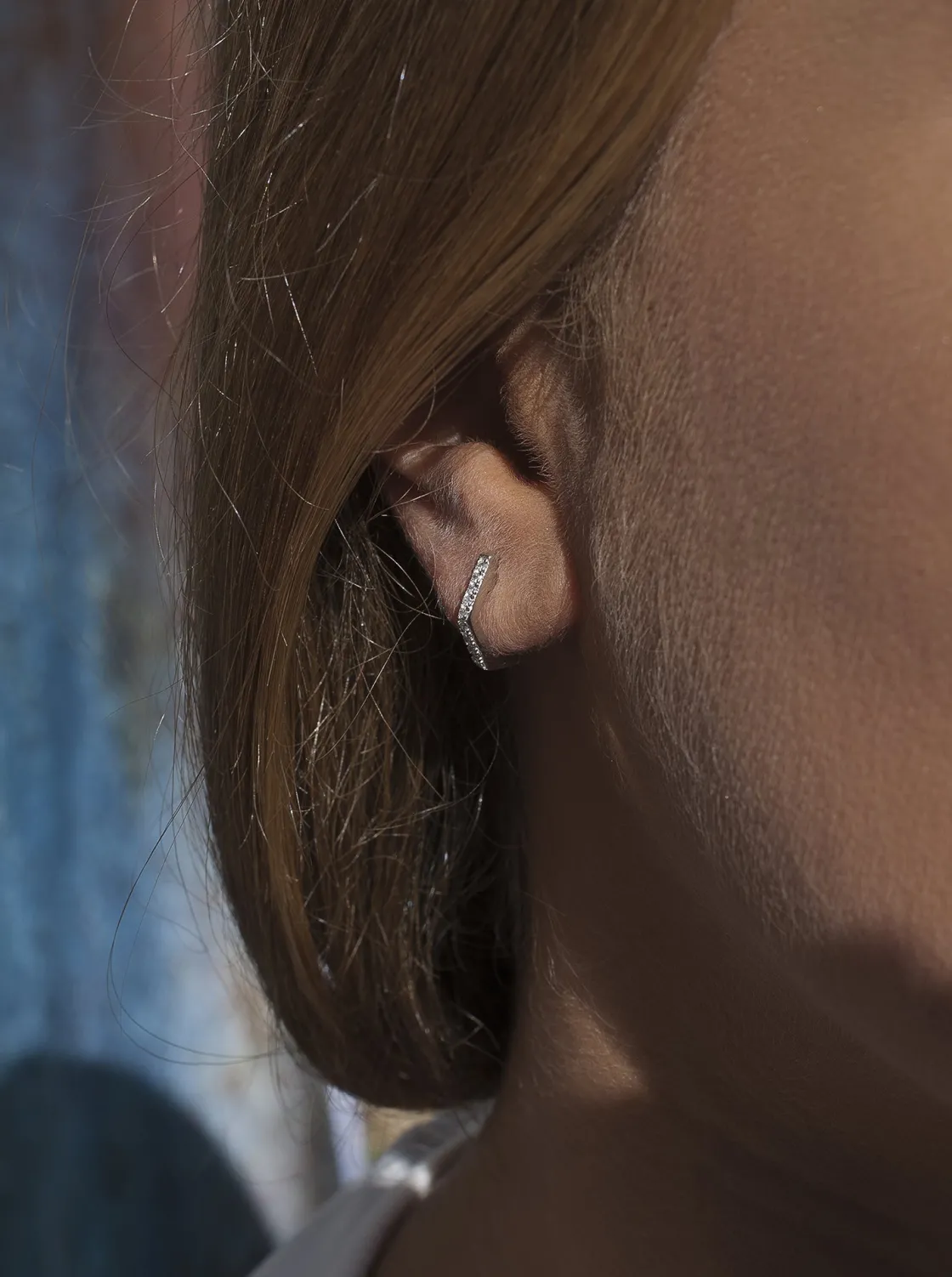 Pendientes Aro | LINEARGENT Pendientes aro de plata diseño hexagonal con circonitas