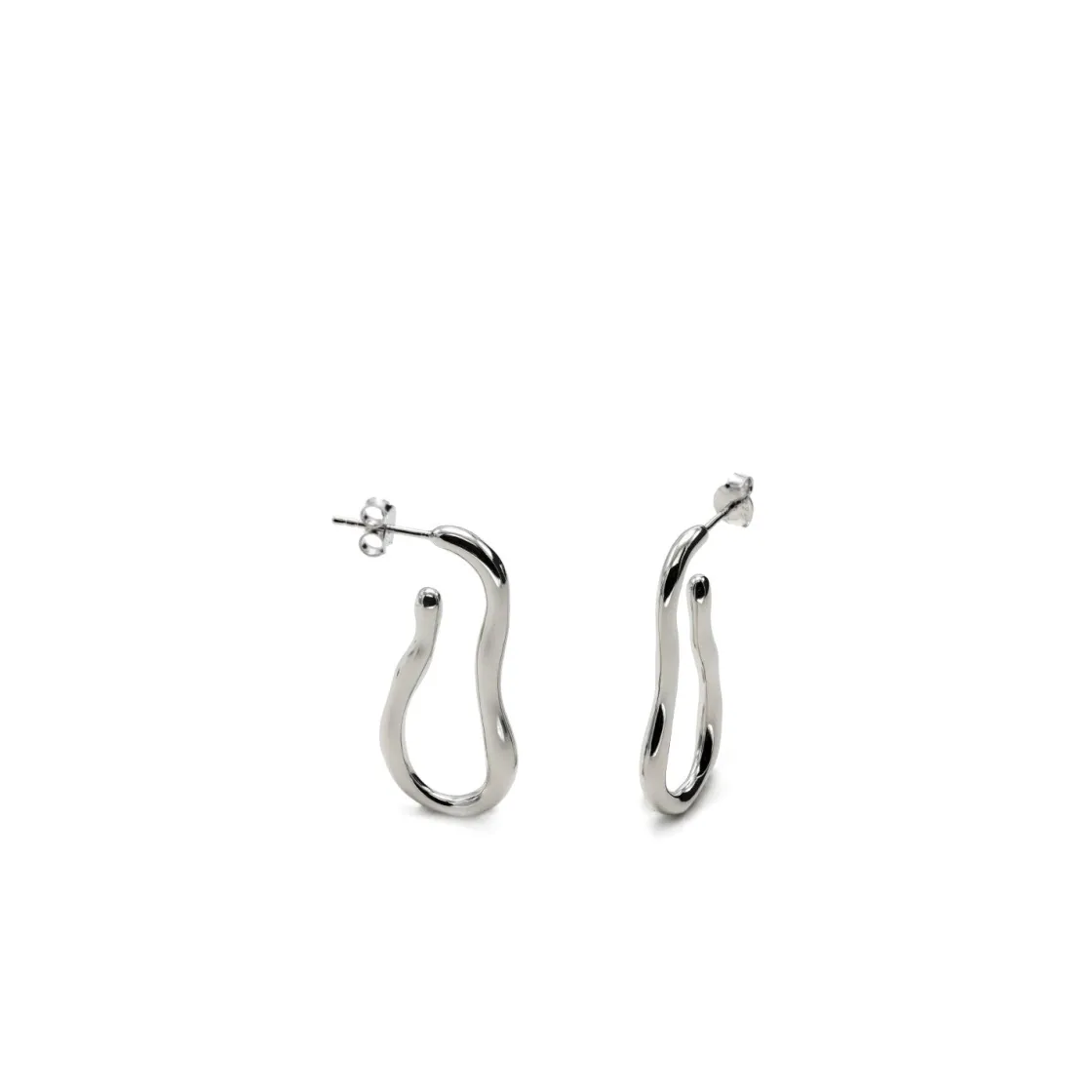 Pendientes Originales | LINEARGENT Pendientes aro de plata diseño irregular