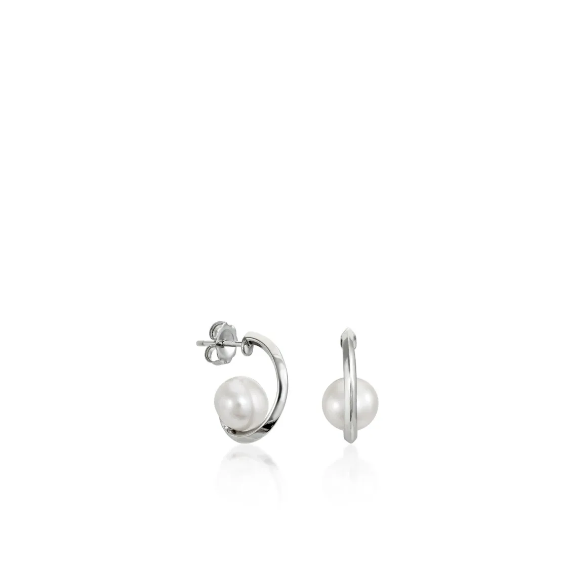 Pendientes Perlas | LINEARGENT Pendientes aro de plata diseño mini con perla