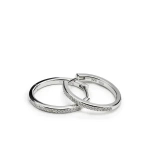 Pendientes Pequeños | Pendientes Aro | LINEARGENT Pendientes aro de plata diseño ovalado con circonitas