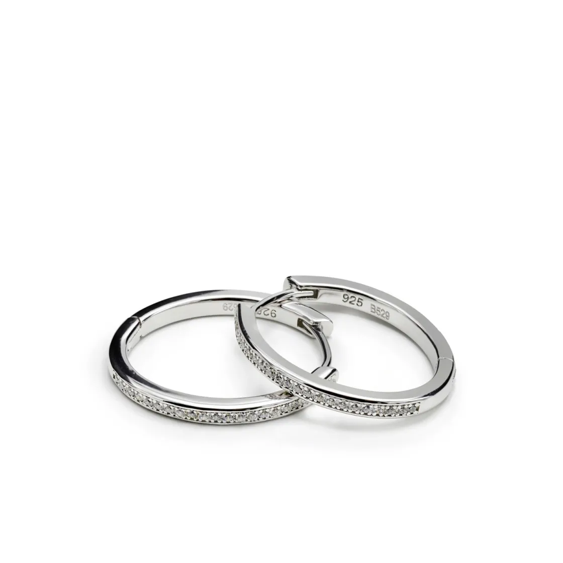 Pendientes Pequeños | Pendientes Aro | LINEARGENT Pendientes aro de plata diseño ovalado con circonitas