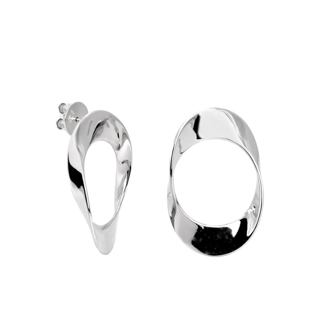 Pendientes Aro | LINEARGENT Pendientes aro de plata diseño ovalado irregular