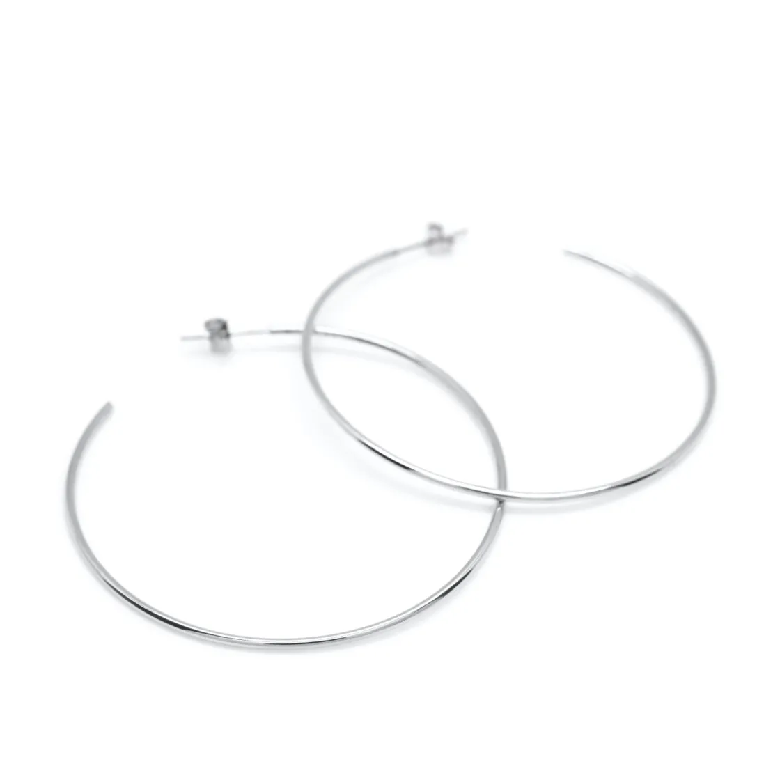 Pendientes Aro | LINEARGENT Pendientes aro de plata grandes de diseño fino