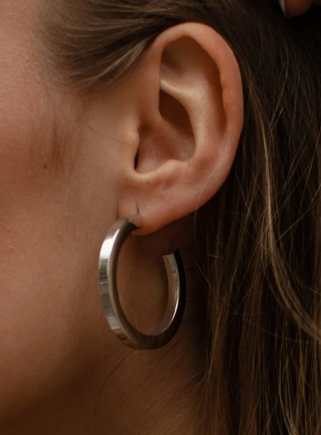 Pendientes Aro | LINEARGENT Pendientes aro de plata grandes gruesos y cuadrados