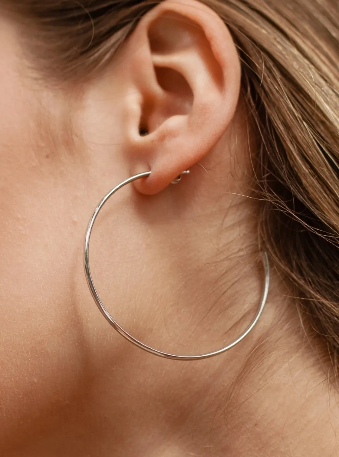 Pendientes Aro | LINEARGENT Pendientes aro de plata grandes planos y lisos