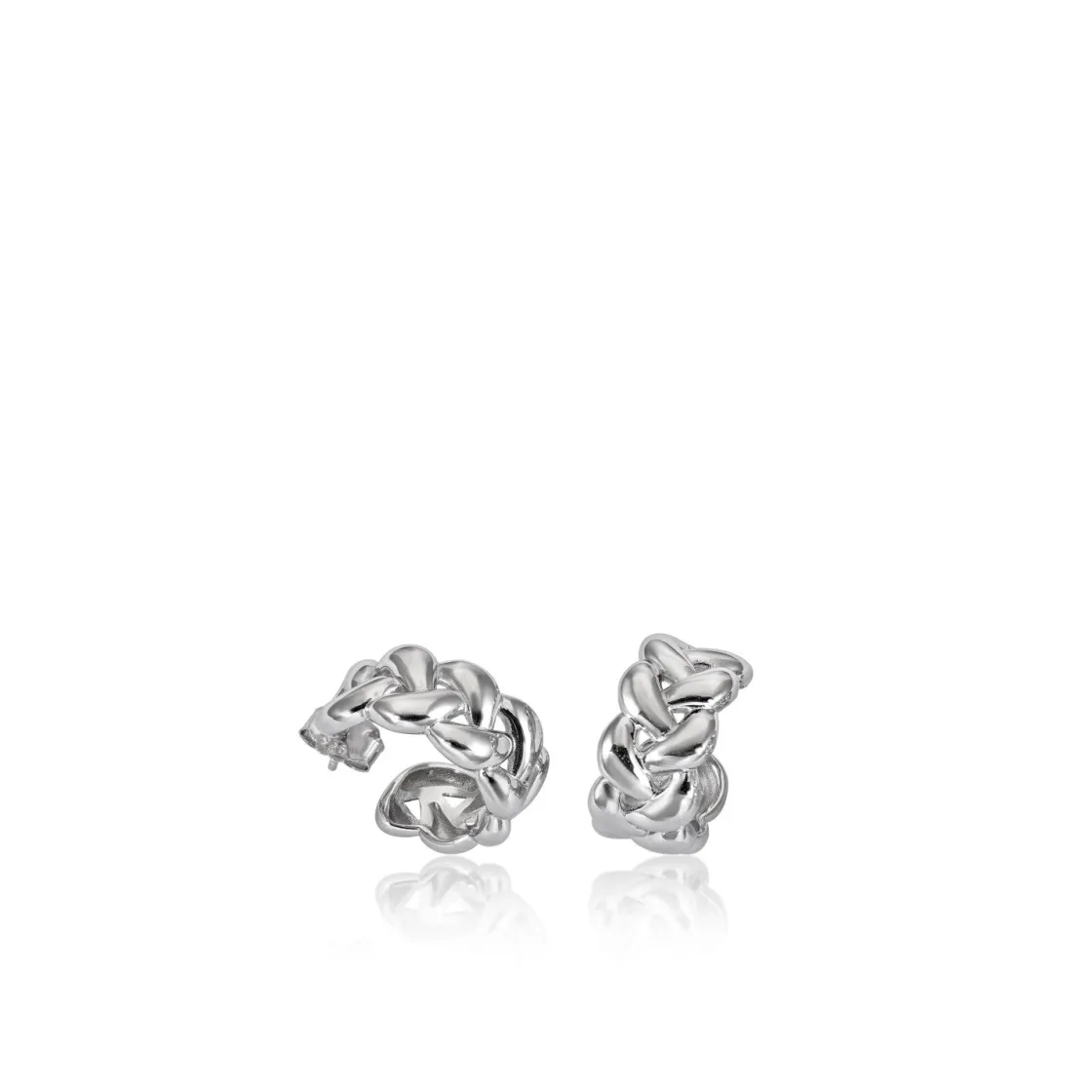 Pendientes Aro | LINEARGENT Pendientes aro de plata lisa con diseño de cadena