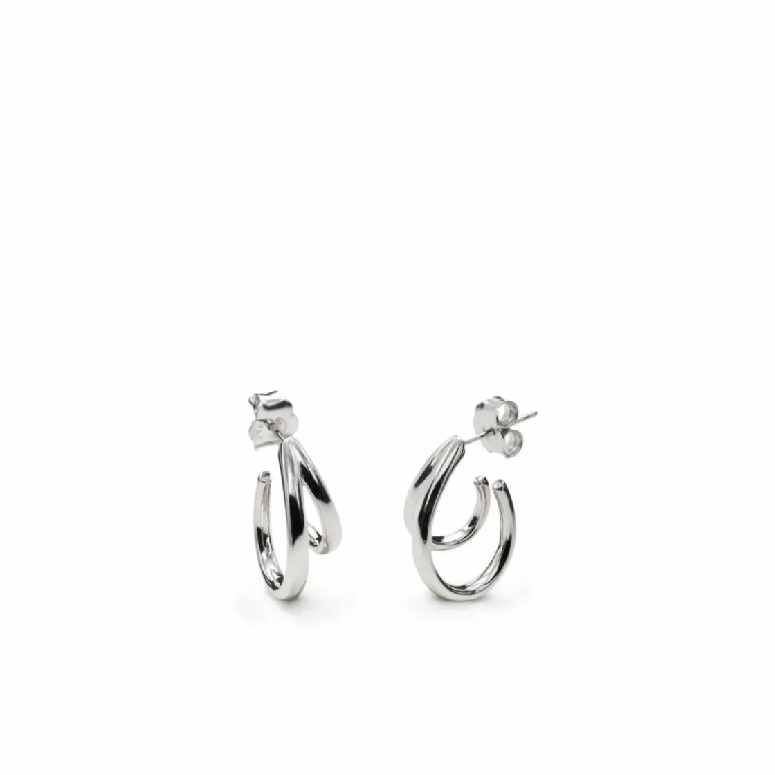 Pendientes Aro | LINEARGENT Pendientes aro de plata originales diseño doble