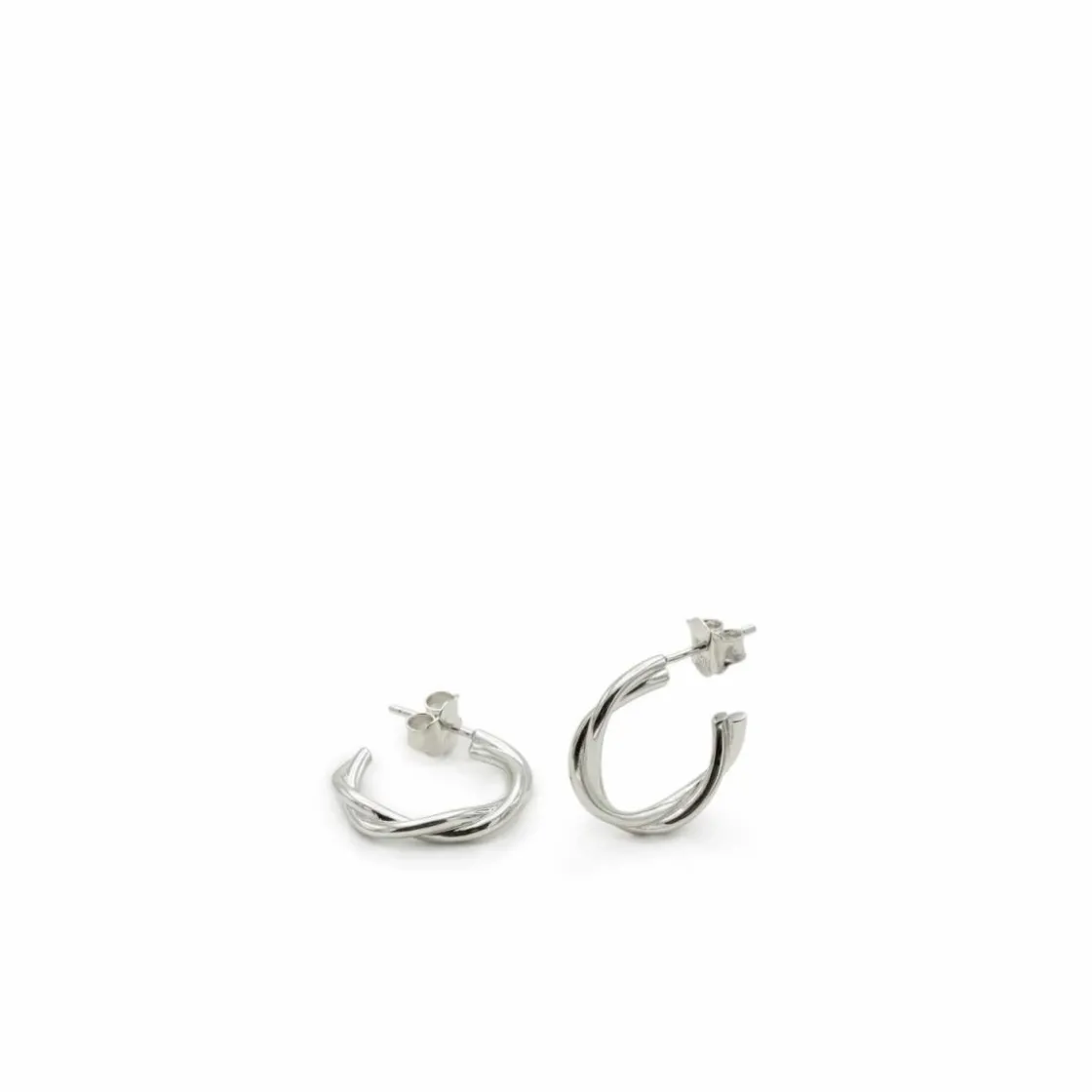 Pendientes Aro | LINEARGENT Pendientes aro de plata pequeños raíles enredados