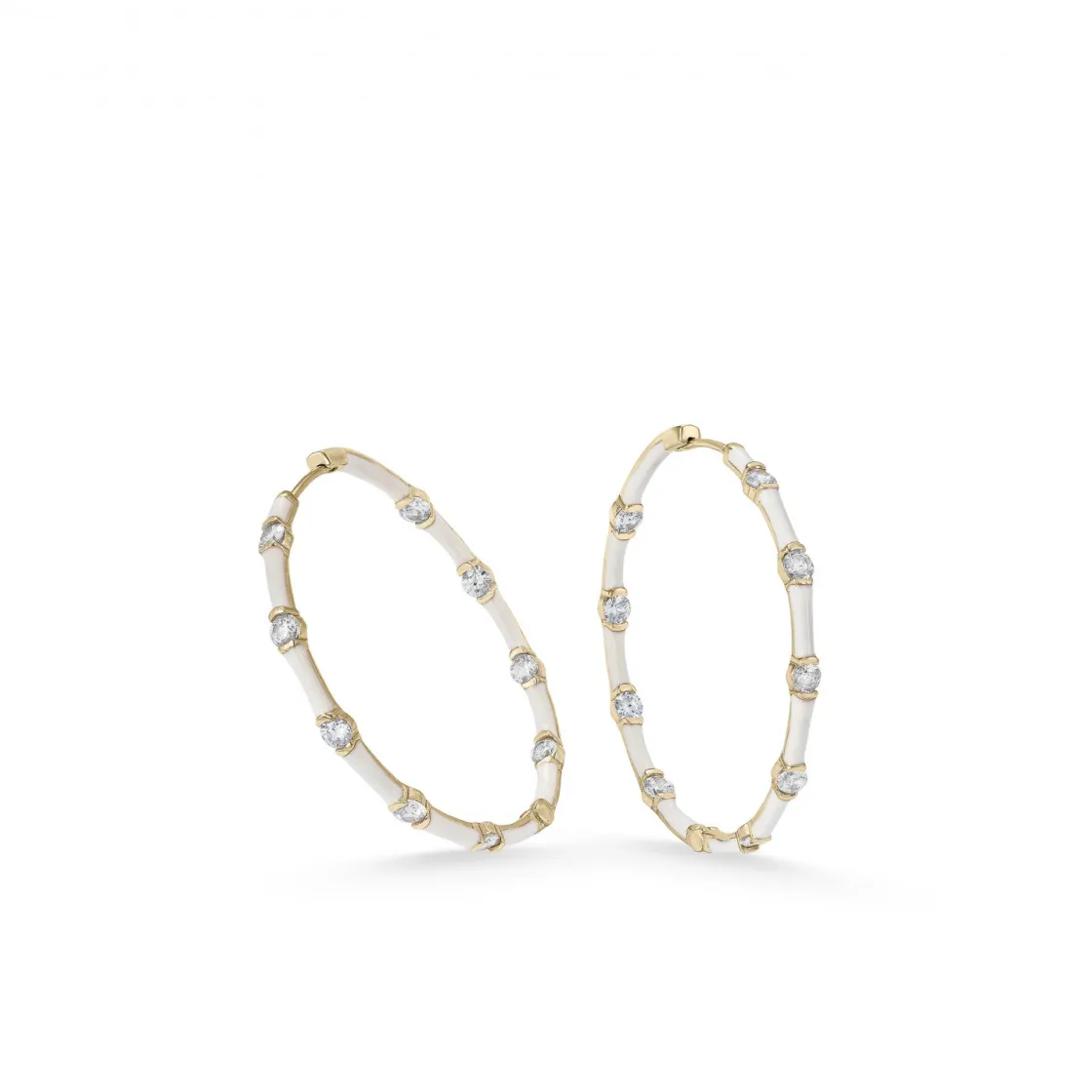 Pendientes Aro | LINEARGENT Pendientes aro diseño de esmalte rosa y circonitas