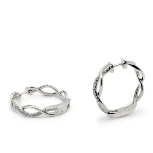 Pendientes Aro | LINEARGENT Pendientes aro diseño doble carril de circonitas