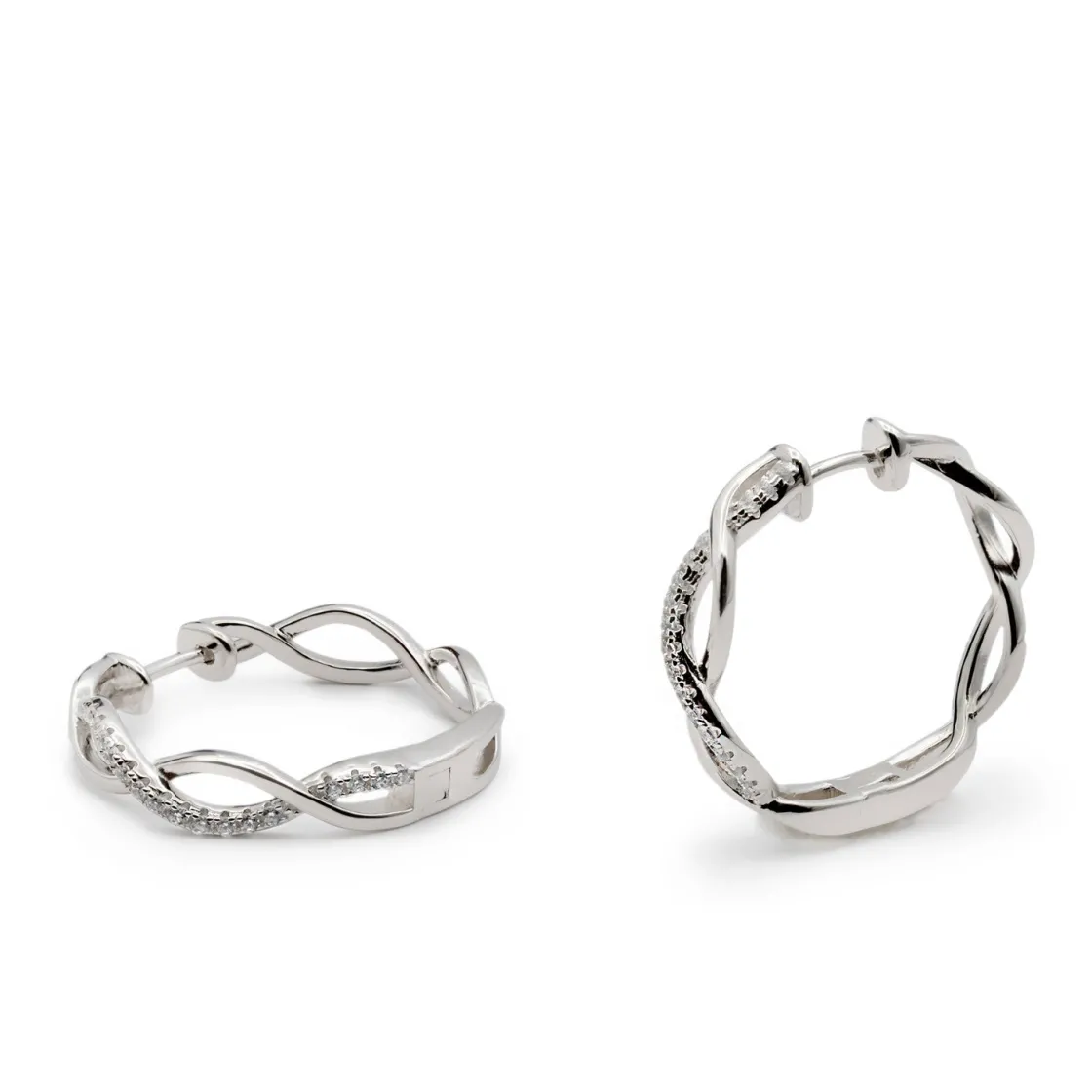 Pendientes Aro | LINEARGENT Pendientes aro diseño doble carril de circonitas