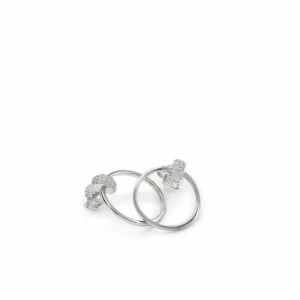 Pendientes Aro | LINEARGENT Pendientes aro diseño soporte de circonita y círculo en plata lisa