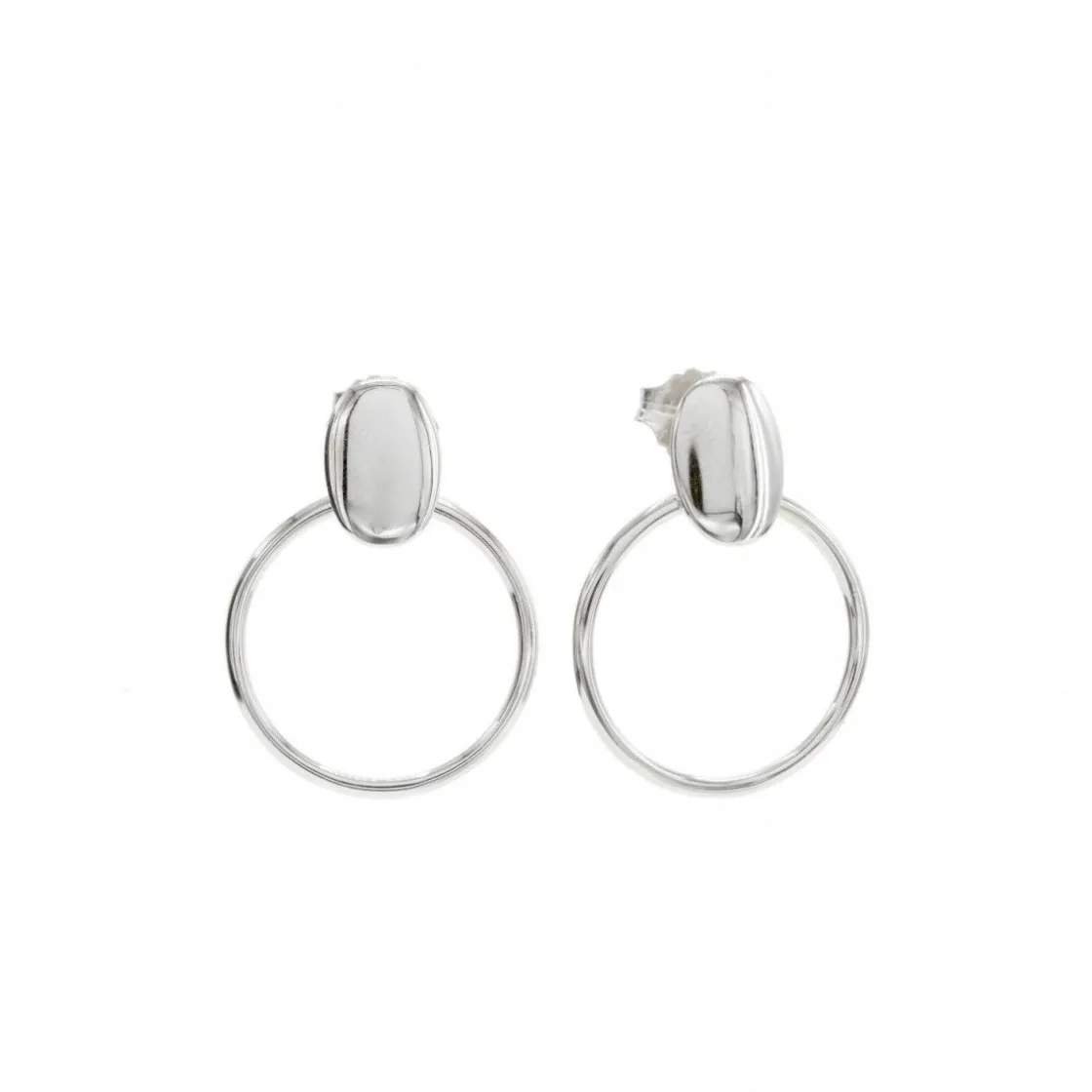 Pendientes Originales | Pendientes Con Colgantes | LINEARGENT Pendientes aro diseño sostenido por una pieza ovalada