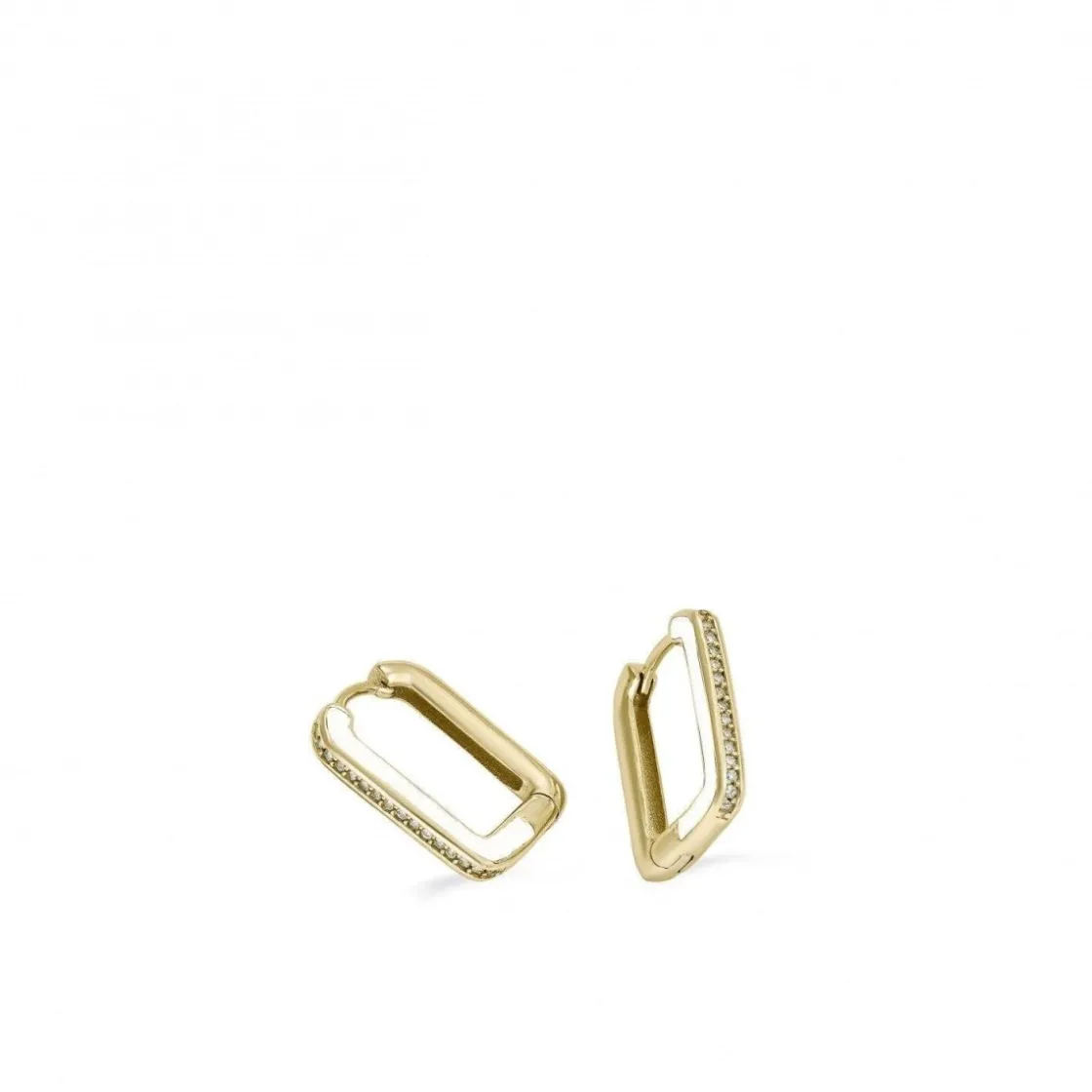 Pendientes Originales | LINEARGENT Pendientes aro esmalte en plata diseño cuadrado blanco