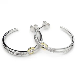 Pendientes Bicolor | Pendientes Aro | LINEARGENT Pendientes aro motivo circular central con circonitas