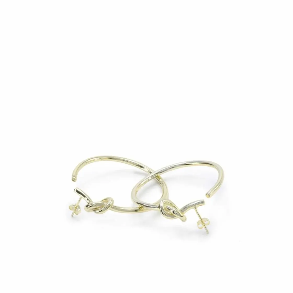 Pendientes Aro | LINEARGENT Pendientes aro originales bañados en oro diseño nudo en la parte superior