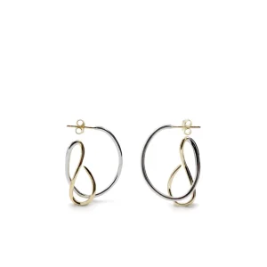 Pendientes Originales | LINEARGENT Pendientes aro originales de plata diseño bicolor