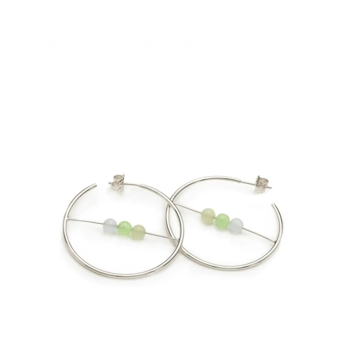 Pendientes Aro | LINEARGENT Pendientes aro originales diseño barra central con tres cuarzos adamantinos