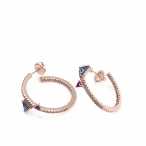 Pendientes Aro | LINEARGENT Pendientes aro originales diseño carril de circonitas y cuarzos adamantinos