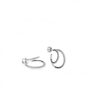 Pendientes Originales | Pendientes Aro | LINEARGENT Pendientes aro originales diseño de doble carril con circonitas