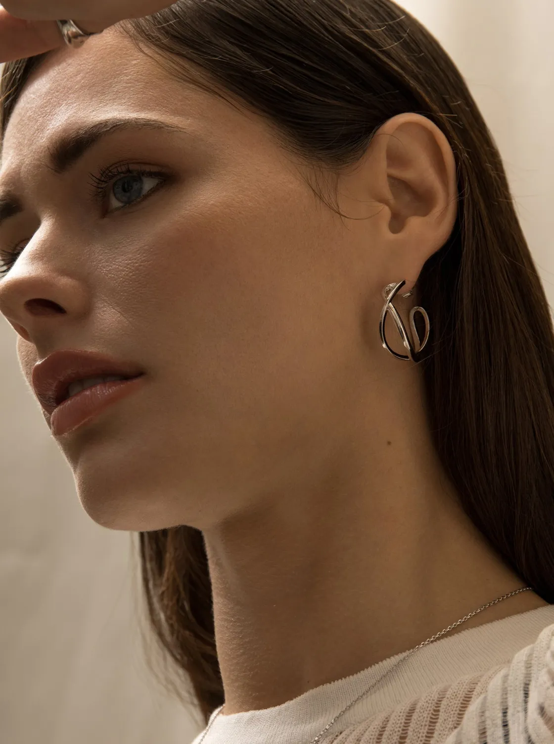 Pendientes Aro | LINEARGENT Pendientes aro originales diseño doble carril entrelazado y plata lisa