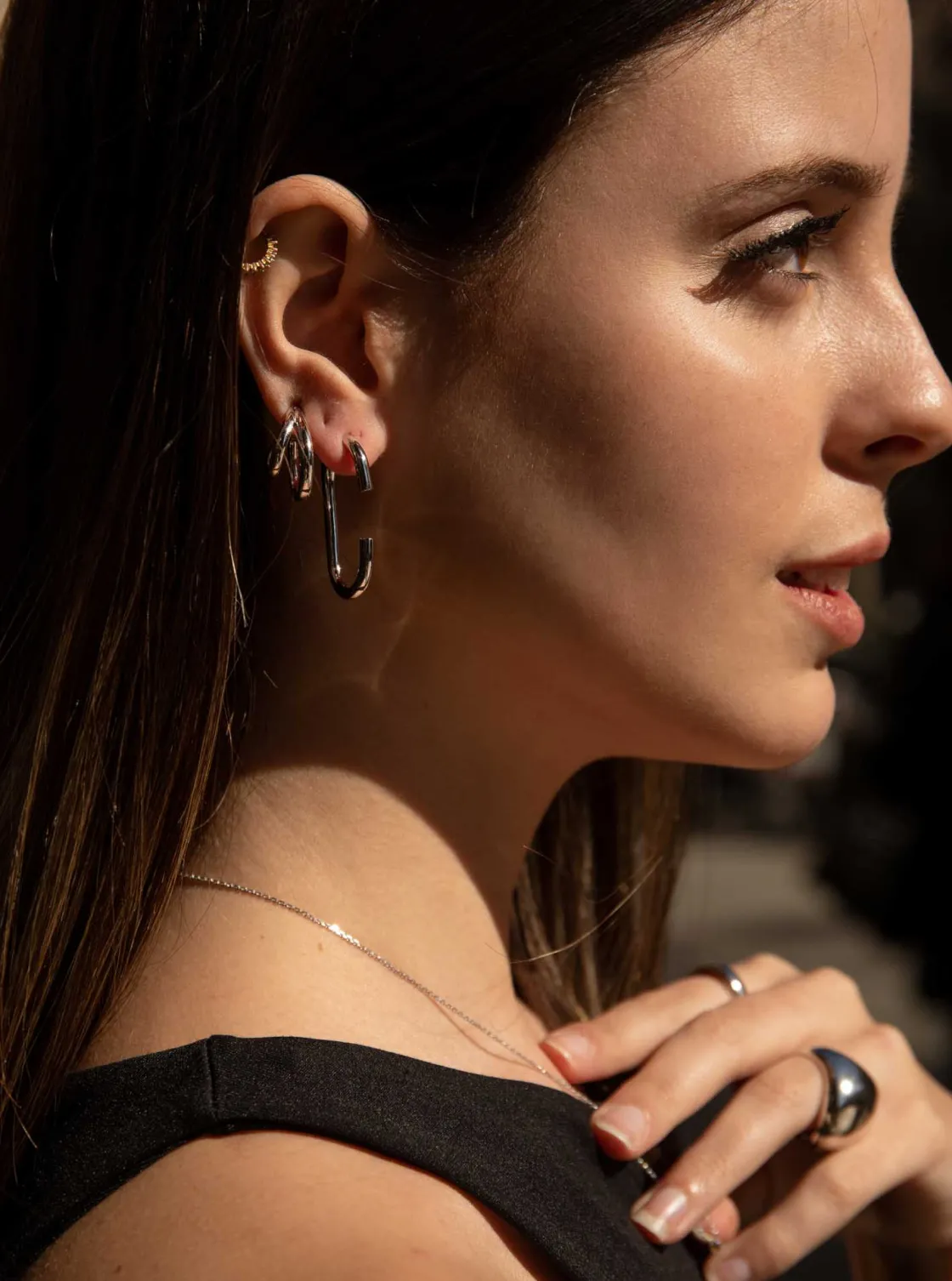 Pendientes Aro | LINEARGENT Pendientes aro originales diseño ovalado y abierto