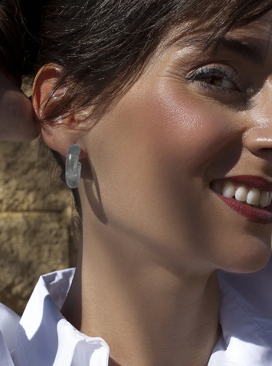 Pendientes Aro | LINEARGENT Pendientes aro originales en blanco transparente