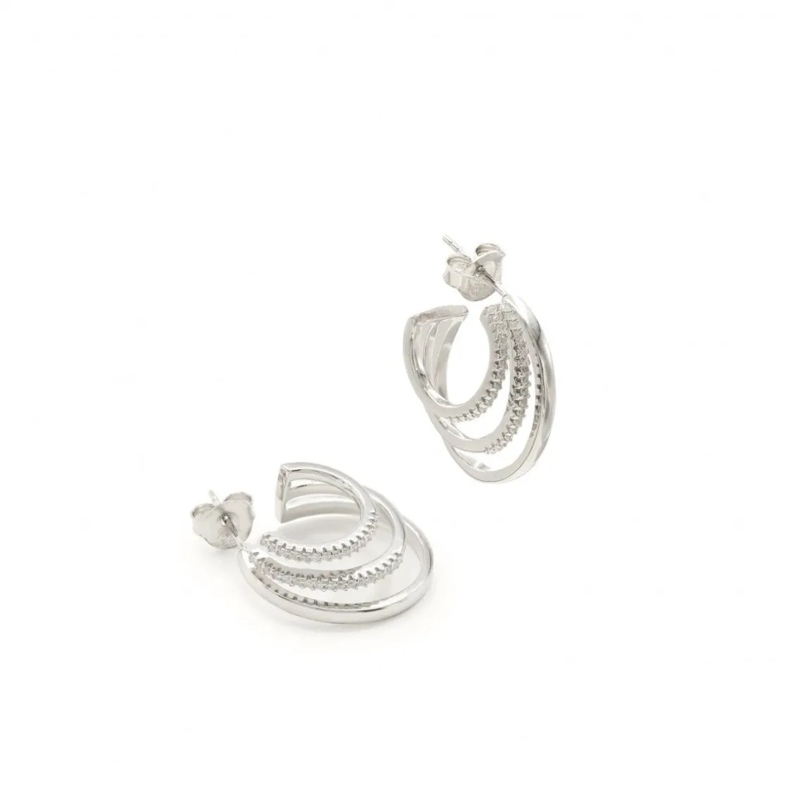 Pendientes Aro | LINEARGENT Pendientes aro originales formados por tres argollas y circonitas