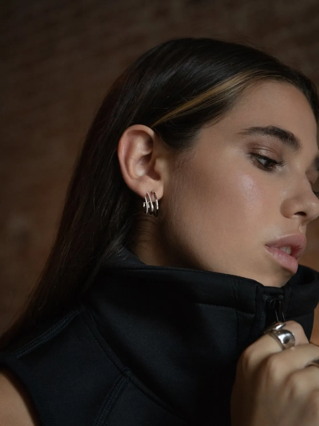 Pendientes Aro | LINEARGENT Pendientes aro originales formados por tres argollas y circonitas
