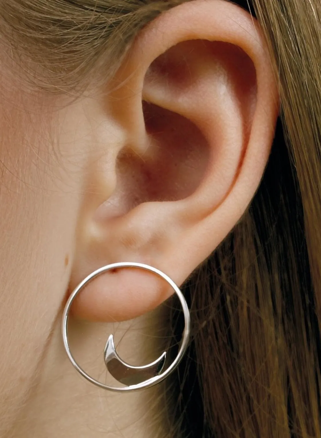 Pendientes Aro | LINEARGENT Pendientes aro plata circular frontal con motivo de estrella
