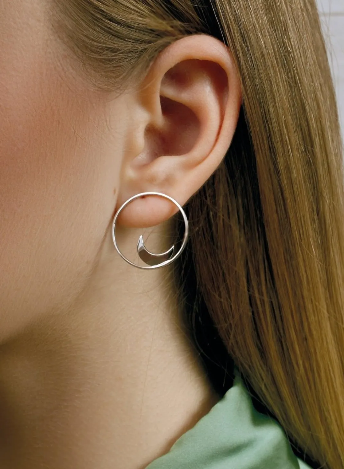 Pendientes Aro | LINEARGENT Pendientes aro plata circular frontal con motivo de estrella