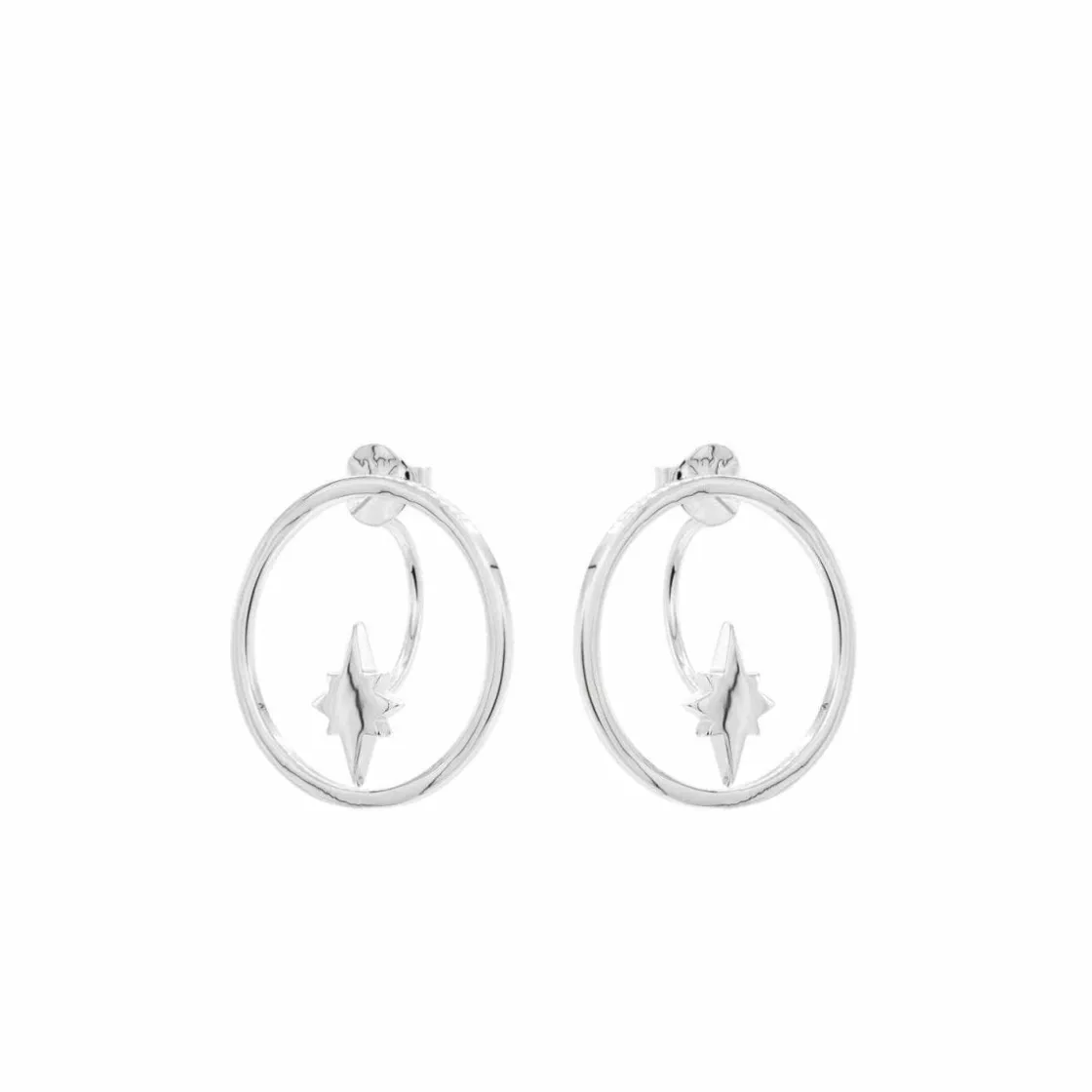 Pendientes Aro | LINEARGENT Pendientes aro plata circulares con estrella polar