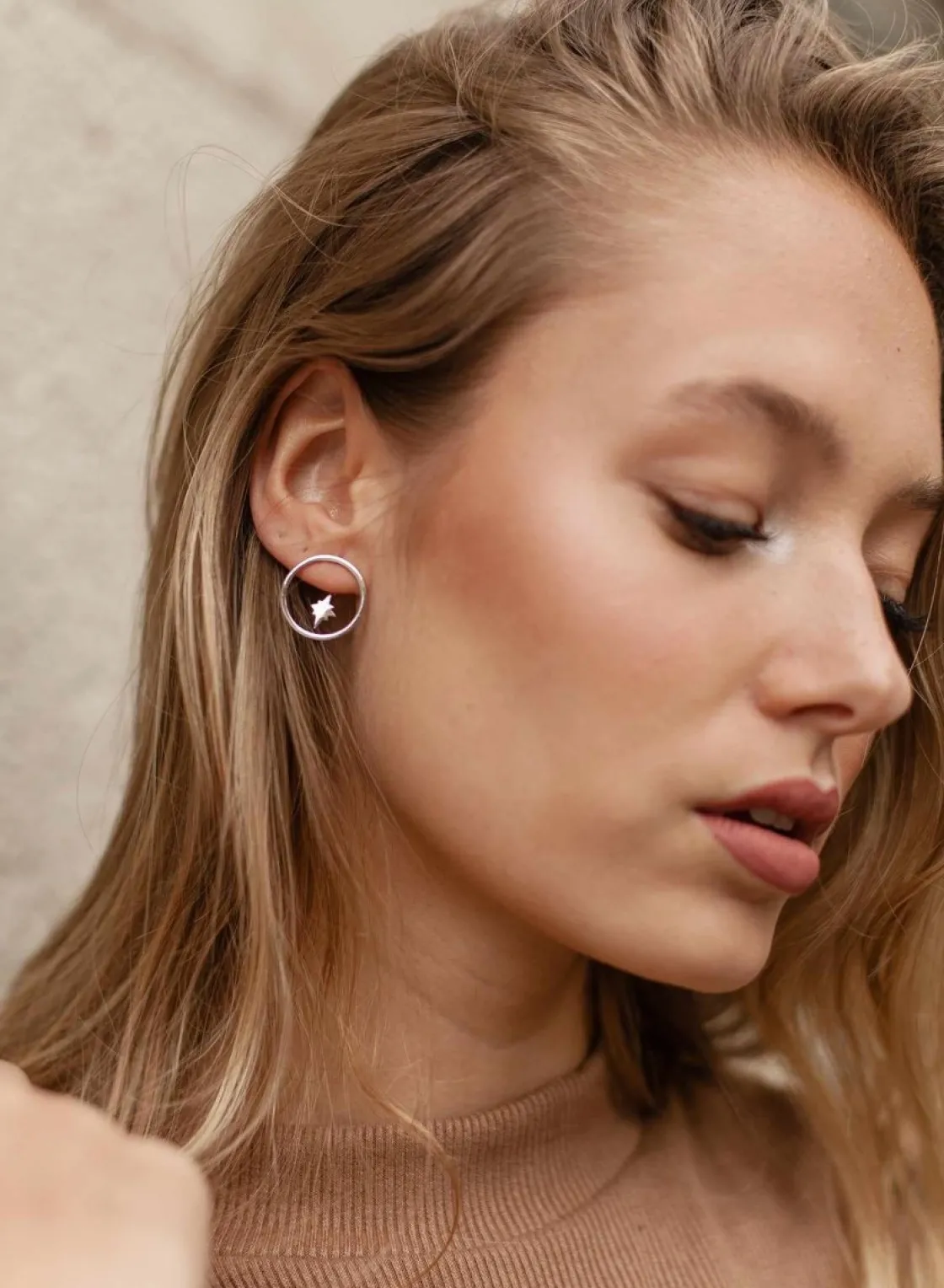 Pendientes Aro | LINEARGENT Pendientes aro plata circulares con estrella polar