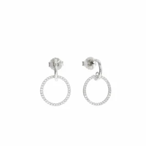 Pendientes Aro | LINEARGENT Pendientes aro plata pequeños doble aro con movimiento y circonitas