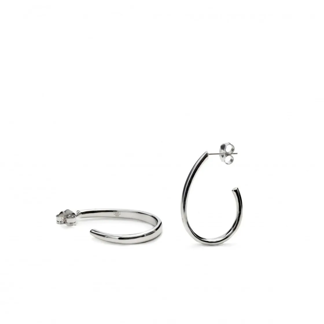 Pendientes Aro | LINEARGENT Pendientes aro semiabierto estilo pera y plata lisa tamaño mediano