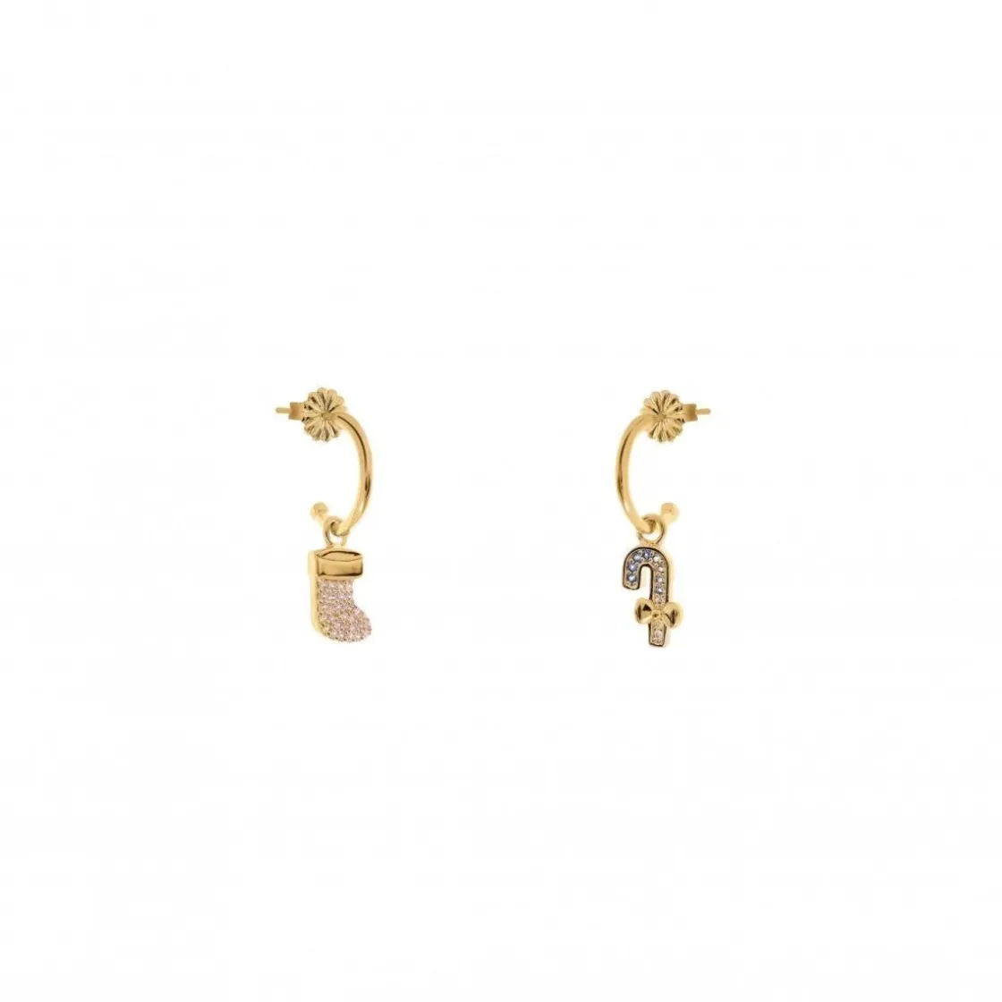 Pendientes Con Colgantes | Pendientes Aro | LINEARGENT Pendientes aros con colgantes con charms de motivos navideños