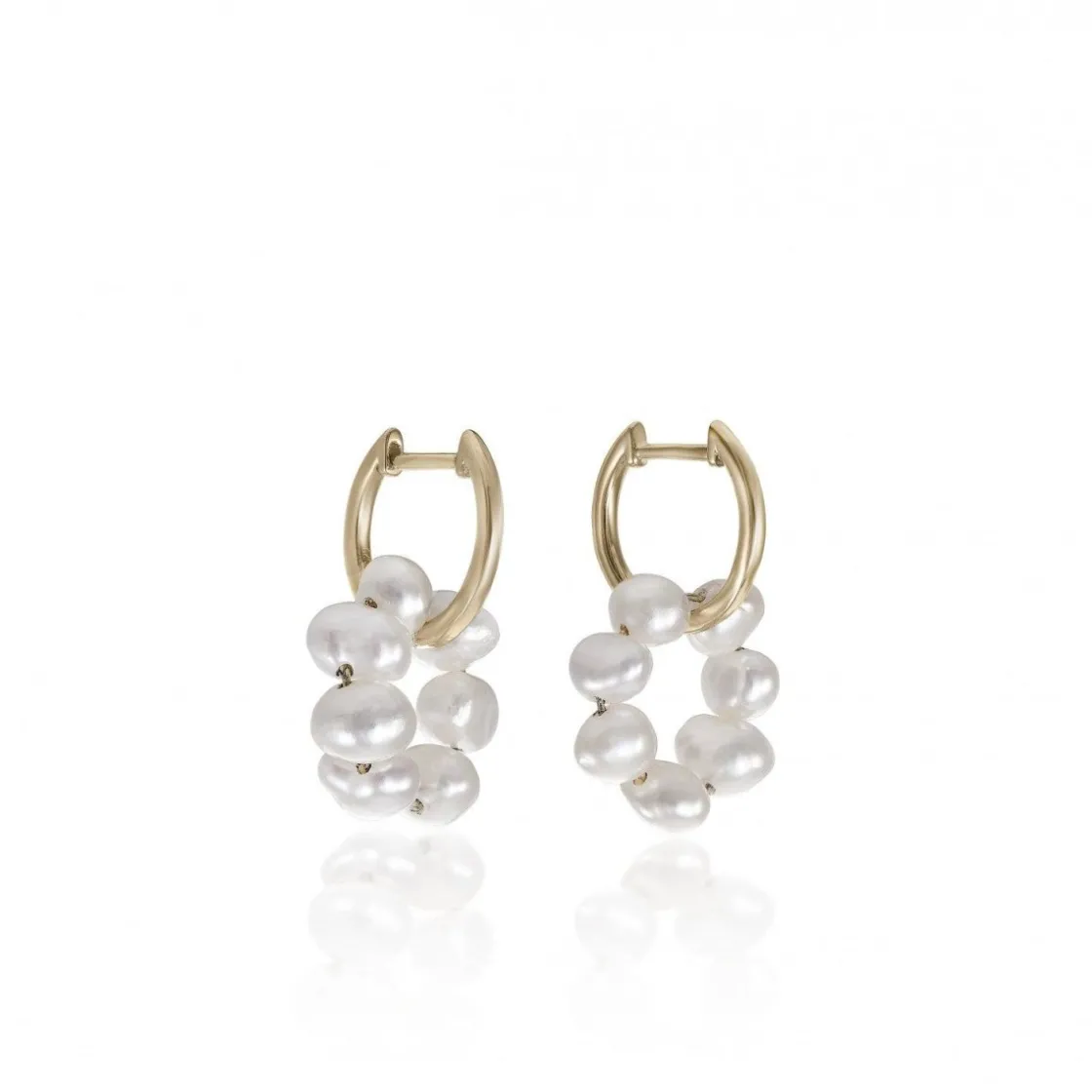 Pendientes Perlas | LINEARGENT Pendientes aros con colgantes de perlas bañados en oro