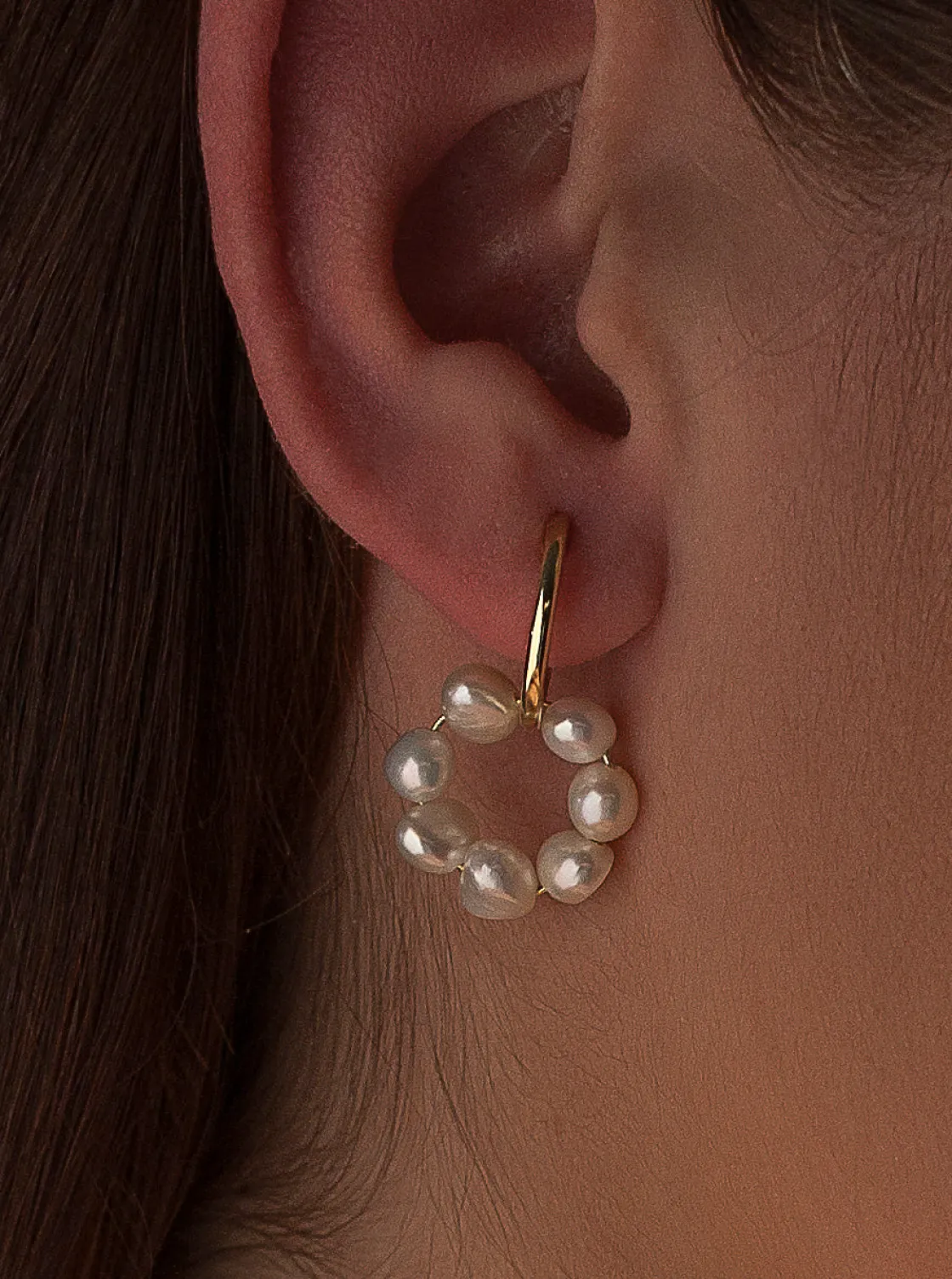 Pendientes Perlas | LINEARGENT Pendientes aros con colgantes de perlas bañados en oro
