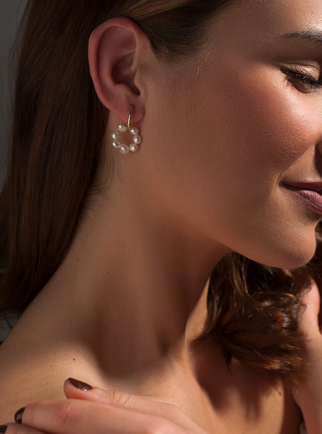Pendientes Perlas | LINEARGENT Pendientes aros con colgantes de perlas bañados en oro