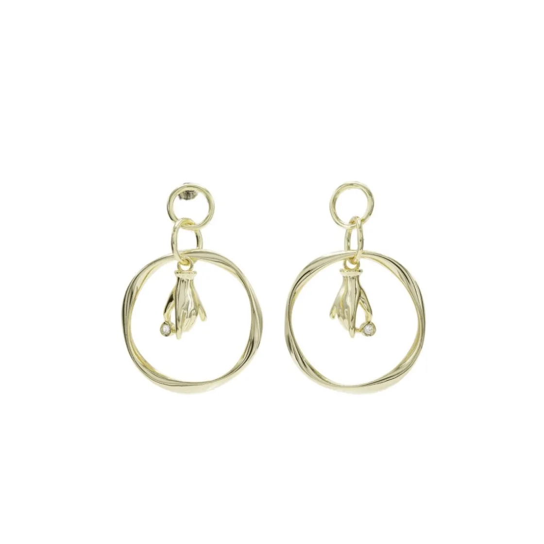 Pendientes Con Colgantes | Pendientes Aro | LINEARGENT Pendientes aros con colgantes diseño charm de mano y circonita
