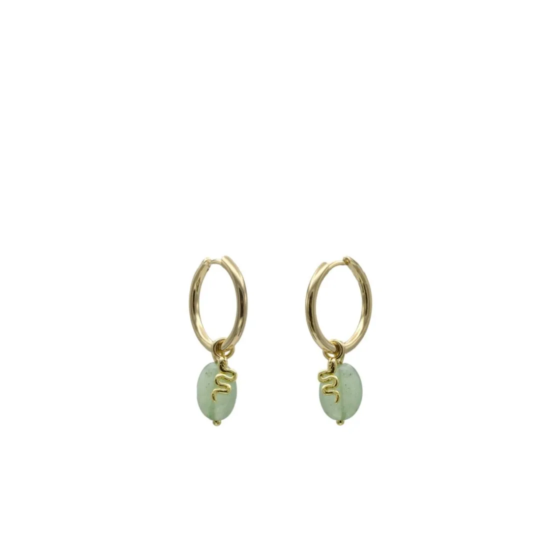 Pendientes Con Colgantes | Pendientes Aro | LINEARGENT Pendientes aros con colgantes diseño charm de serpiente y aventurina