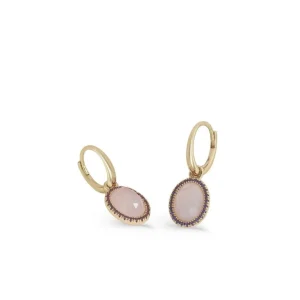 Pendientes De Piedras De Colores | Pendientes Con Colgantes | LINEARGENT Pendientes aros con colgantes diseño circular tono rosa