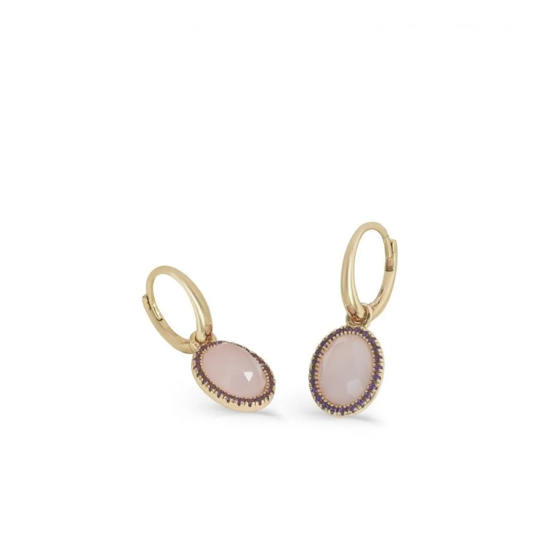 Pendientes De Piedras De Colores | Pendientes Con Colgantes | LINEARGENT Pendientes aros con colgantes diseño circular tono rosa