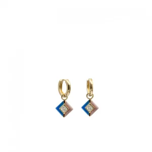 Pendientes Con Colgantes | LINEARGENT Pendientes aros con colgantes diseño cuadrado con circonita