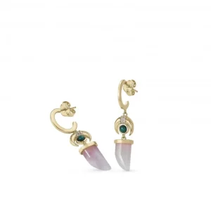 Pendientes Con Colgantes | LINEARGENT Pendientes aros con colgantes diseño cuerno y media luna invertida
