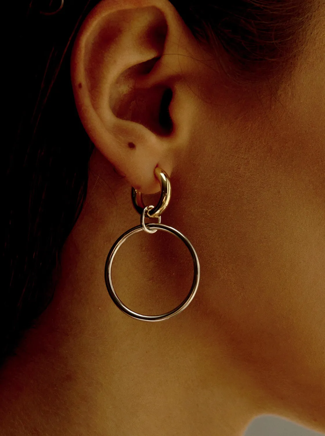Pendientes Bicolor | Pendientes Aro | LINEARGENT Pendientes aros con colgantes diseño de doble aro multi tamaño