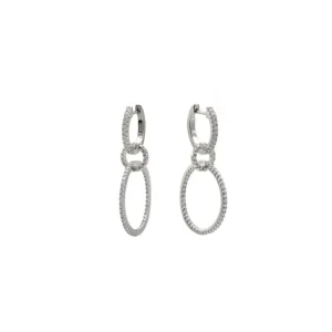 Pendientes Originales | Pendientes Largos | LINEARGENT Pendientes aros con colgantes diseño de triple aro con circonitas